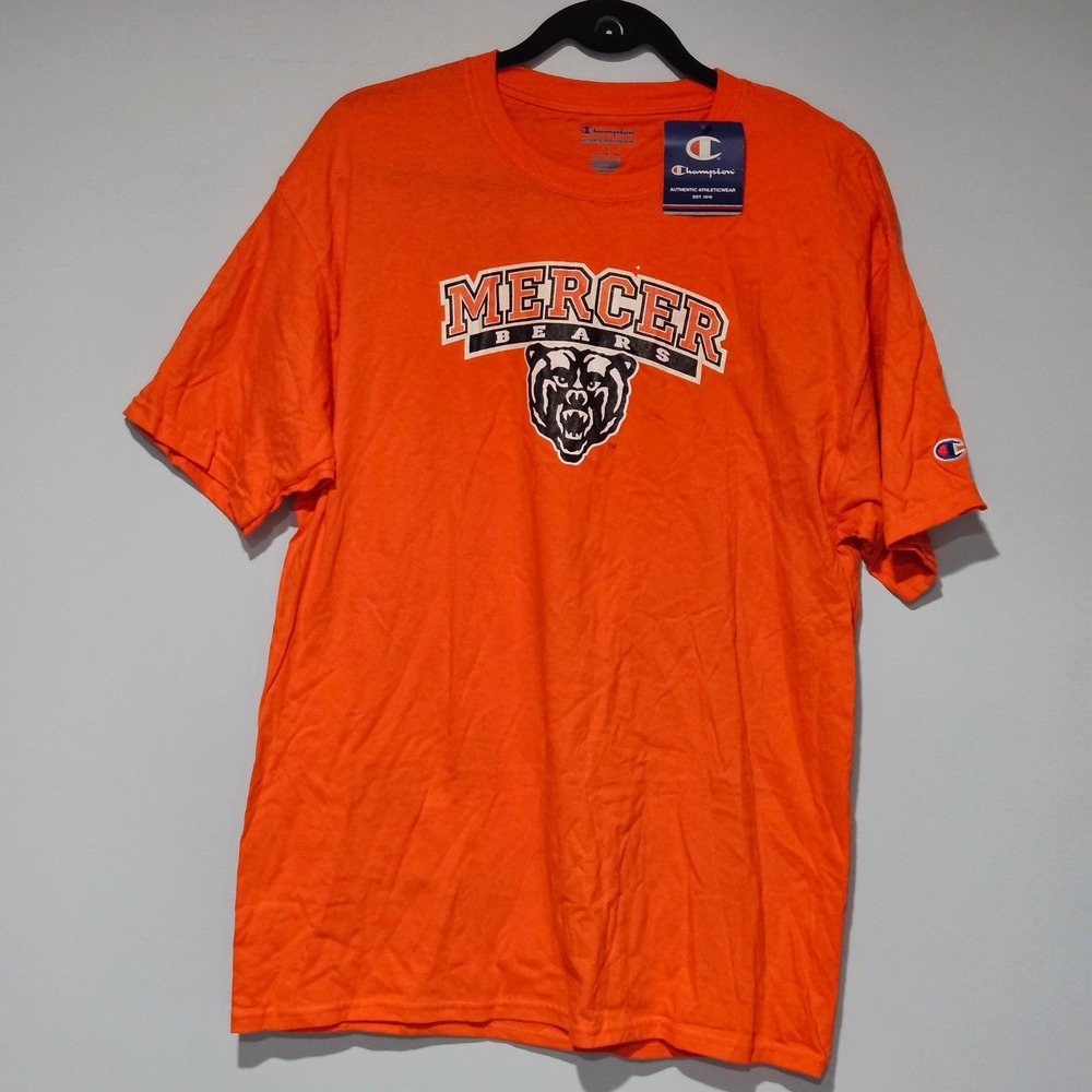 Champion Mercer Bears T-Shirt Mens Large NCAA College Graphic Tee Orange
